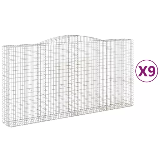 9 db íves horganyzott vas gabion kosár 400x50x200/220 cm