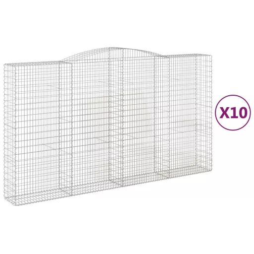 10 db íves horganyzott vas gabion kosár 400x50x220/240 cm