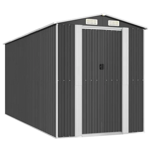 Antracitszürke horganyzott acél kerti fészer 192 x 440 x 223 cm