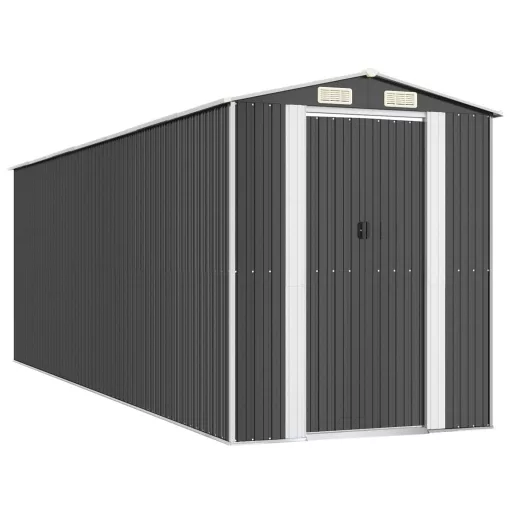 Antracitszürke horganyzott acél kerti fészer 192 x 606 x 223 cm