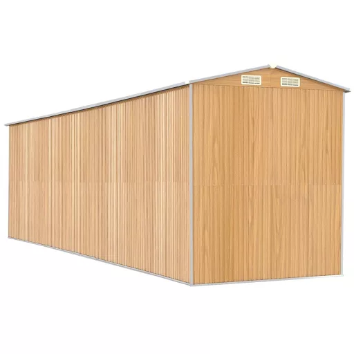 Világosbarna horganyzott acél kerti fészer 192x689x223 cm