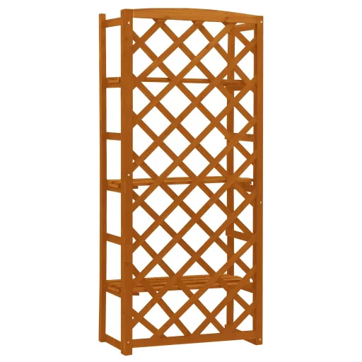Narancssárga tömör fenyőfa rácsos növényállvány 60x30x140 cm