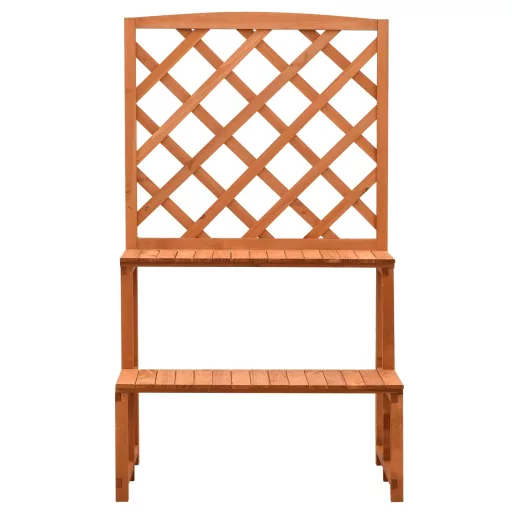 Narancssárga tömör fenyőfa rácsos növényállvány 70x42x120 cm