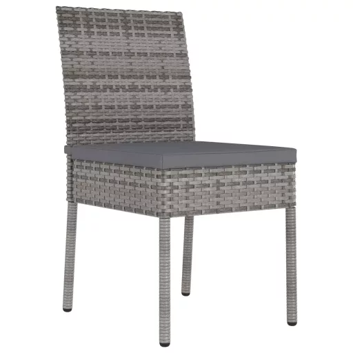 2 db szürke kerti polyrattan étkezőszék