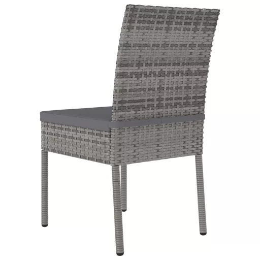 2 db szürke kerti polyrattan étkezőszék
