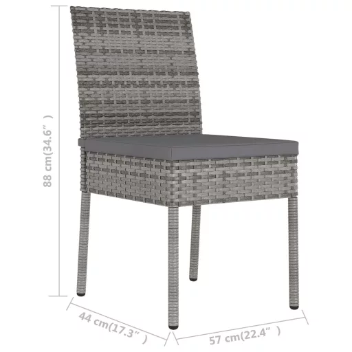 2 db szürke kerti polyrattan étkezőszék