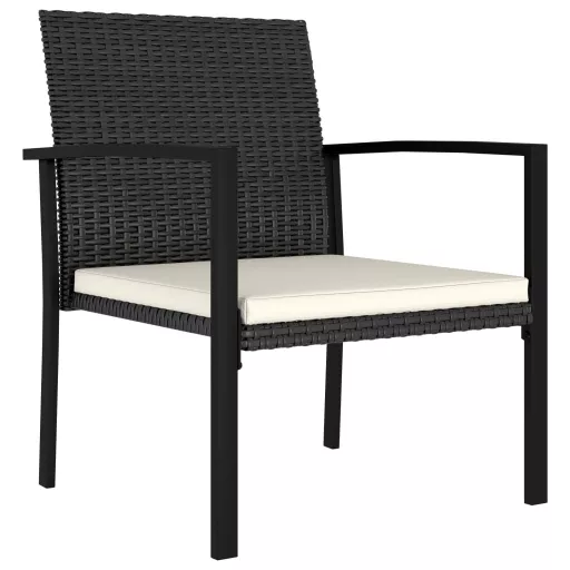2 db fekete polyrattan kerti étkezőszék