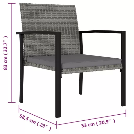 4 db szürke kerti polyrattan étkezőszék