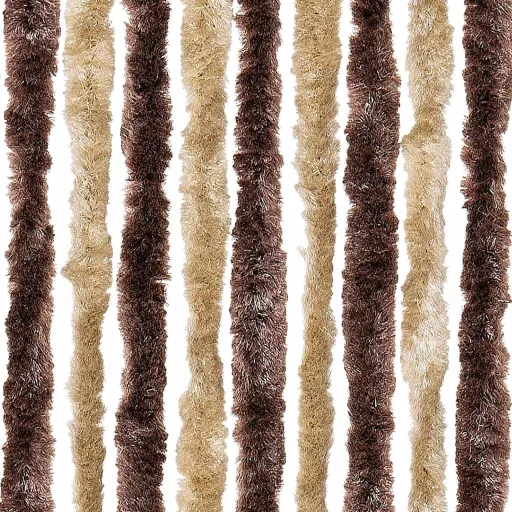 Bézs és világosbarna zsenília rovarfüggöny 56 x 200 cm