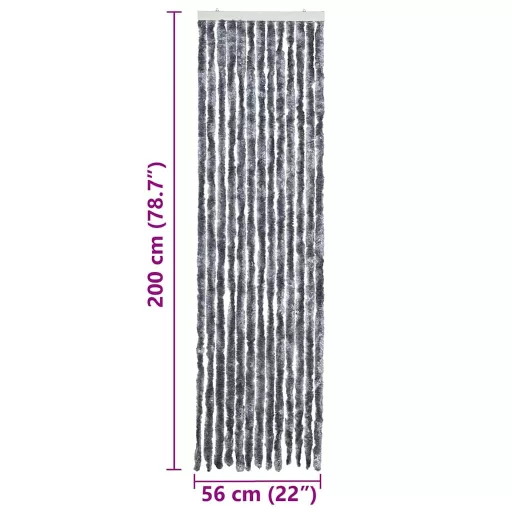 Ezüstszínű zsenília rovarfüggöny 56 x 200 cm