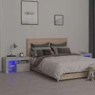   2 db betonszürke LED-lámpás éjjeliszekrény 70x36,5x40 cm