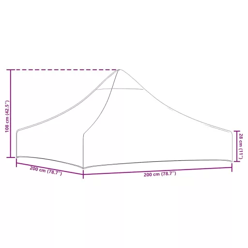 Tópszínű tető partisátorhoz 2 x 2 m 270 g/m²