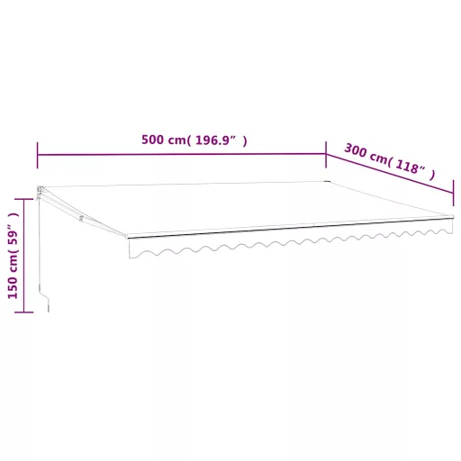 Krémszínű automata behúzható napellenző 5 x 3 m