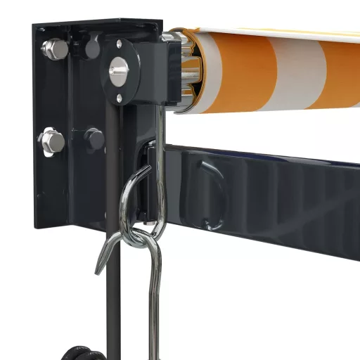 Sárga-fehér automata behúzható napellenző 3 x 2,5 m
