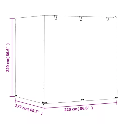 2 db polietilén hintapadhuzat 12 fűzőlyukkal 220x177x220cm