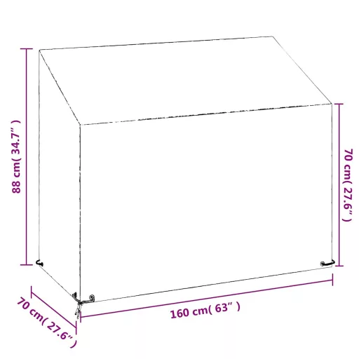 2 db polietilén kerti padhuzat 8 fűzőlyukkal 160x70x70/88 cm