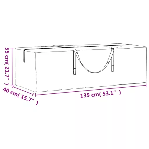 2 db fekete polietilén kerti párnatároló zsák 135x40x55 cm