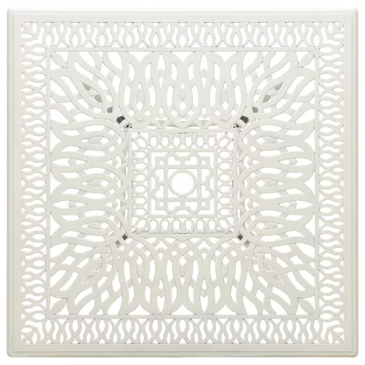 Fehér öntött alumínium kerti asztal 90 x 90 x 73 cm