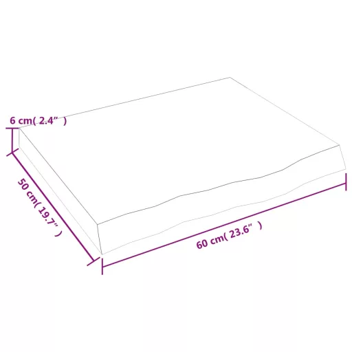 Kezeletlen tömör tölgyfa asztallap 60x50x(2-6) cm