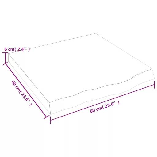 Kezeletlen tömör tölgyfa asztallap 60x60x(2-6) cm