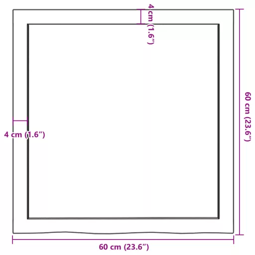 Kezeletlen tömör tölgyfa asztallap 60x60x(2-6) cm