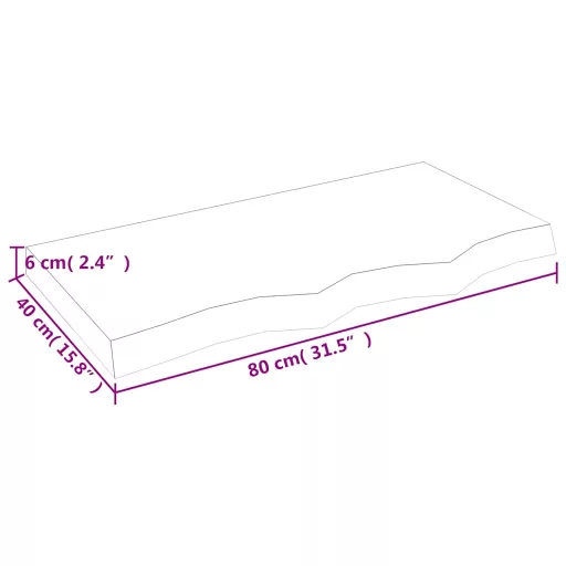 Kezeletlen tömör tölgyfa asztallap 80x40x(2-6) cm
