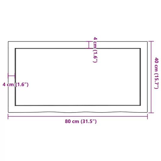 Kezeletlen tömör tölgyfa asztallap 80x40x(2-6) cm