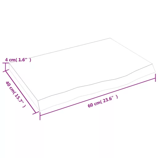 Világosbarna kezelt tömör tölgyfa asztallap 60x40x(2-4) cm