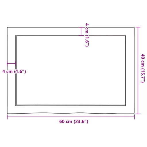 Világosbarna kezelt tömör tölgyfa asztallap 60x40x(2-4) cm