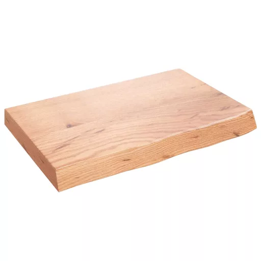 Világosbarna kezelt tömör tölgyfa asztallap 60x40x(2-6) cm