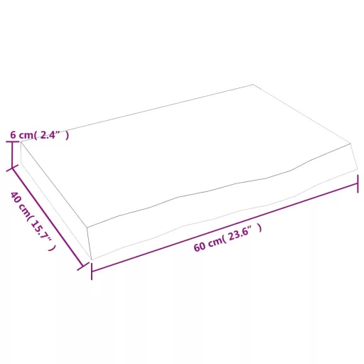 Világosbarna kezelt tömör tölgyfa asztallap 60x40x(2-6) cm