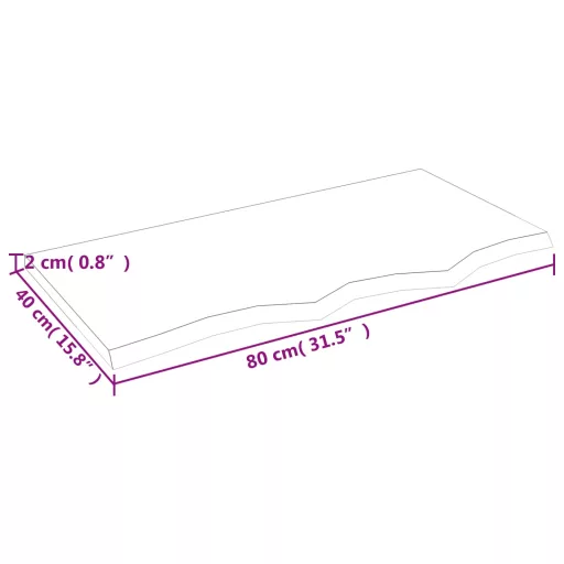 Világosbarna kezelt tömör tölgyfa asztallap 80x40x2 cm
