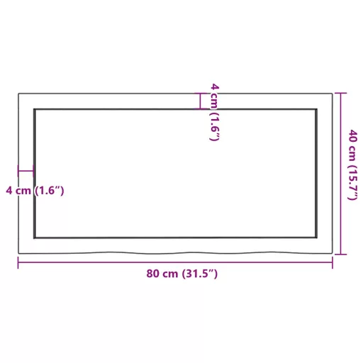 Világosbarna kezelt tömör tölgyfa asztallap 80x40x(2-4) cm