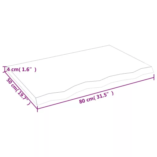 Világosbarna kezelt tömör tölgyfa asztallap 80x50x(2-4) cm