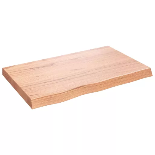 Világosbarna kezelt tömör tölgyfa asztallap 80x50x(2-6) cm