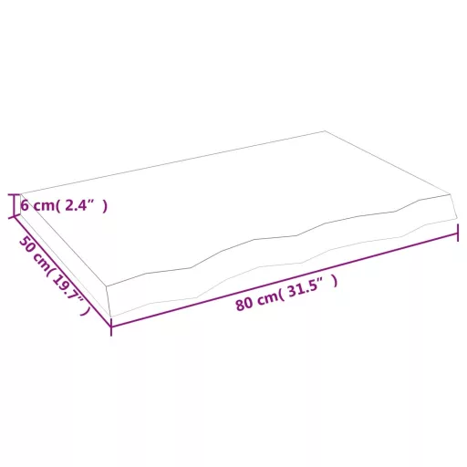 Világosbarna kezelt tömör tölgyfa asztallap 80x50x(2-6) cm