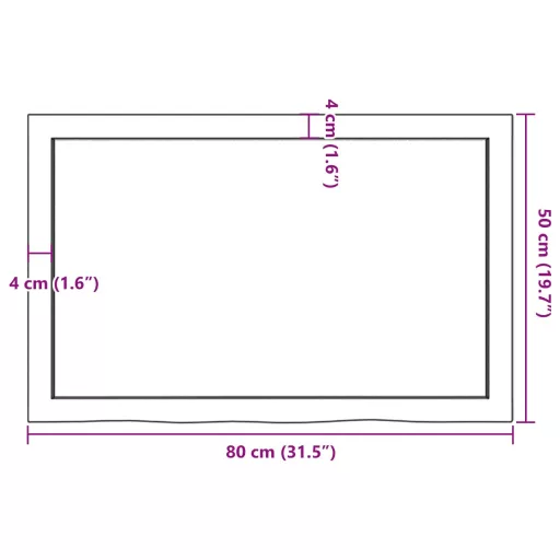 Világosbarna kezelt tömör tölgyfa asztallap 80x50x(2-6) cm