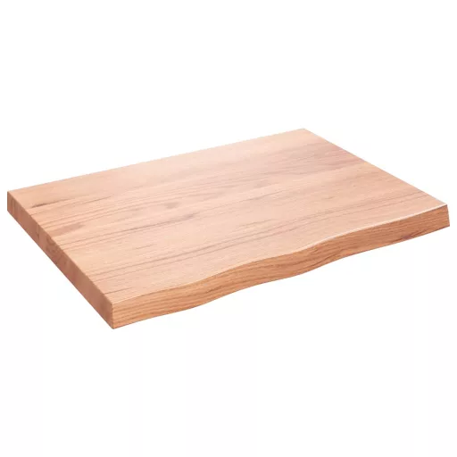 Világosbarna kezelt tömör tölgyfa asztallap 80x60x(2-6) cm