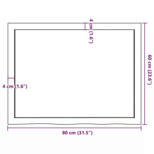 Világosbarna kezelt tömör tölgyfa asztallap 80x60x(2-6) cm