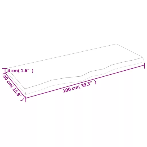 Világosbarna kezelt tömör tölgyfa asztallap 100x40x(2-4) cm