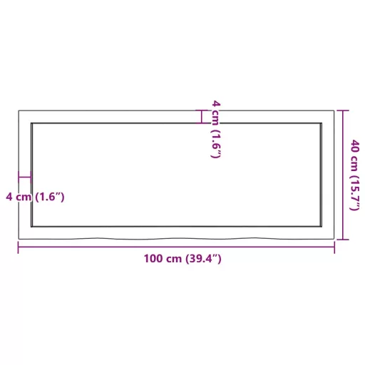 Világosbarna kezelt tömör tölgyfa asztallap 100x40x(2-4) cm