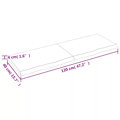Világosbarna kezelt tömör tölgyfa asztallap 120x40x(2-4) cm
