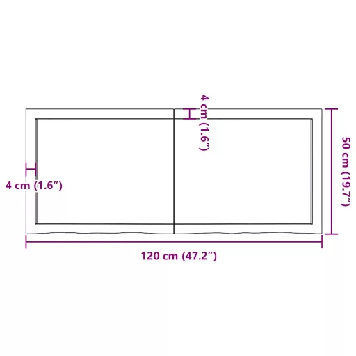 Világosbarna kezelt tömör tölgyfa asztallap 120x50x(2-6) cm