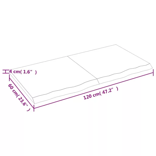 Világosbarna kezelt tömör tölgyfa asztallap 120x60x(2-4) cm