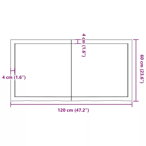 Világosbarna kezelt tömör tölgyfa asztallap 120x60x(2-6) cm