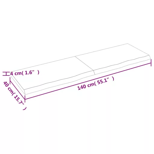 Világosbarna kezelt tömör tölgyfa asztallap 140x40x(2-4) cm