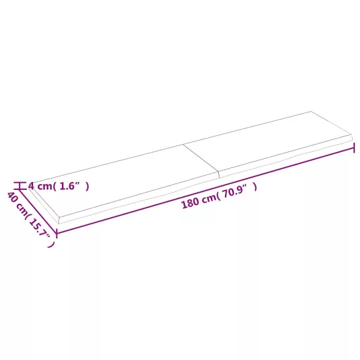 Világosbarna kezelt tömör tölgyfa asztallap 180x40x(2-4) cm