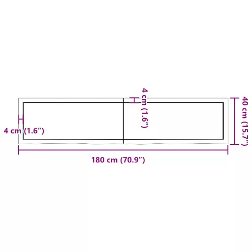 Világosbarna kezelt tömör tölgyfa asztallap 180x40x(2-4) cm
