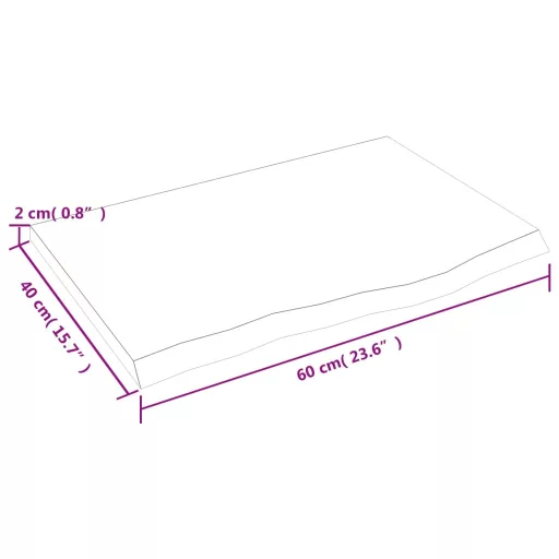 Sötétbarna kezelt tömör tölgyfa asztallap 60x40x2 cm