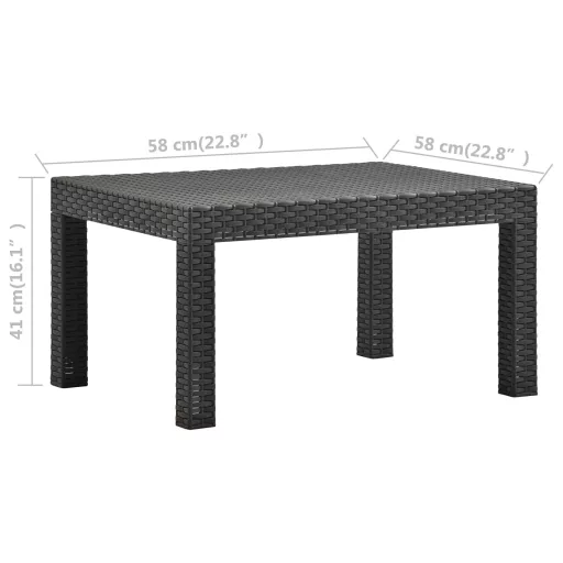 Antracitszürke PP rattan kerti asztal 58 x 58 x 41 cm